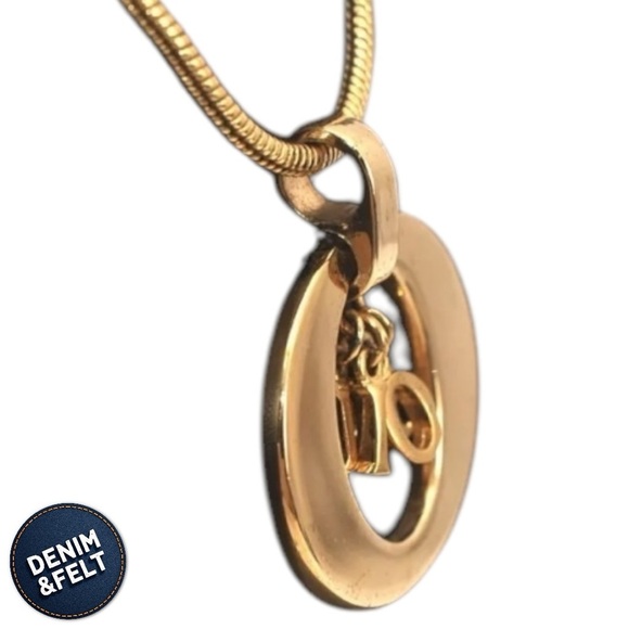 Christian Dior Vintage Gold Plated 2 Way Charm Logo Pendant Necklace |PRELOVED 💜 - Picture 7 of 16